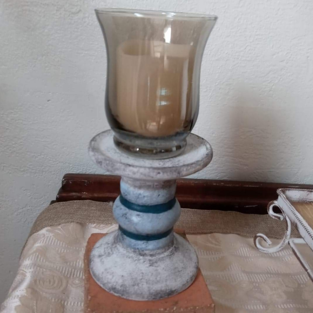 Hand Crafted Small Candle Holder Home Decor Distressed Vintage Rustic